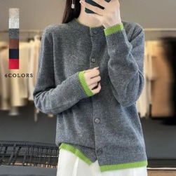 絶対可愛い 配色長袖カジュアルレディースセーター