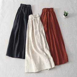 3色展開 無地 綿麻 シンプル レトロ 春 コーデ レディース 体型カバー 30 代 50 代 40 代スカート