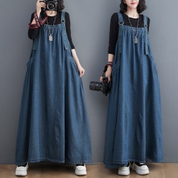 【大人気】韓国ファッション楽な着心地ワンピース ジャンパースカート ポケット付き サロペットスカート サロペット オールインワン