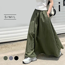 個性的なデザイン カジュアル ストリート系 ハイウエスト ビックシルエット ギャザー 大きめのサイズ感スカート