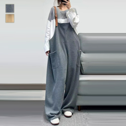 耐久性 無地 大きめのサイズ感 高く見える ポケット付き サロペットパンツ 春服 春コーデ ファッション 今日のコーデ 大人コーデ レディース