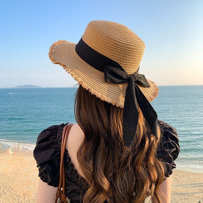 大人女子必見! カジュアル 無地 リボン 日よけ帽子 春夏 ハット
