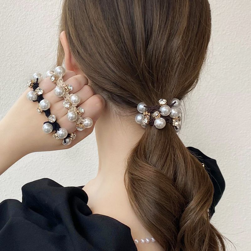 可愛い ビーズ 幾何模様 シンプル 合わせてやすい ストレッチ ヘアゴム ヘアアクセサリー