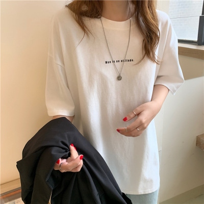 一番安い新作 アルファベット 半袖 プリント ラウンドネック オーバーサイズ感 カジュアル Tシャツ