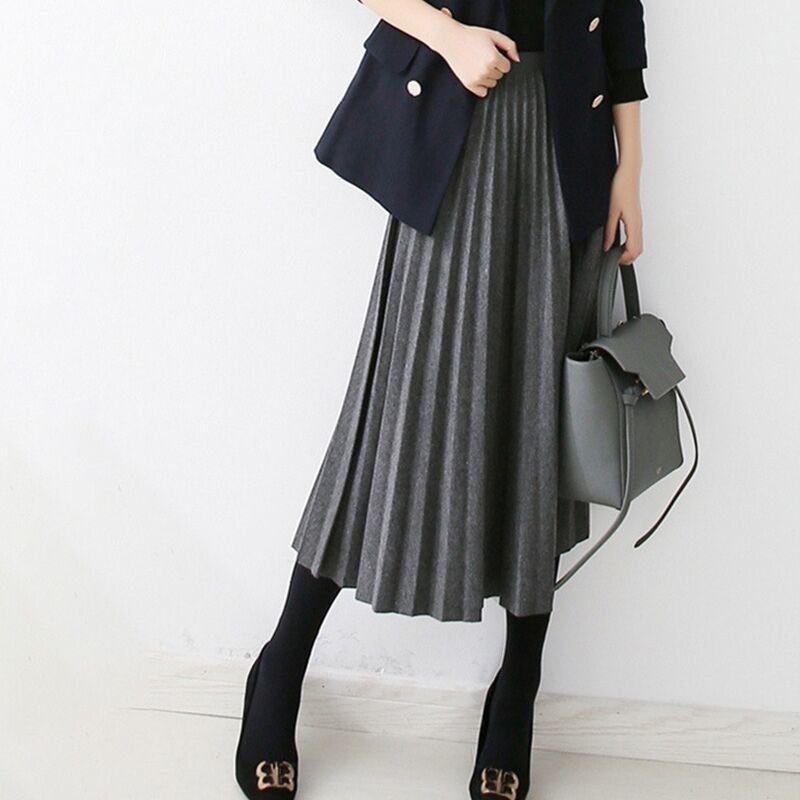 定番シンプル ハイウエスト 無地 プリーツ 合わせてやすい スカート