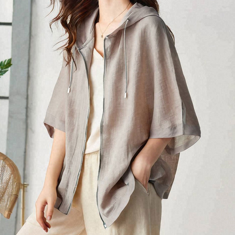 一番安い新作 ジッパー 無地 ファスナー 五分袖 着痩せ効果 シンプル 日焼け止め服