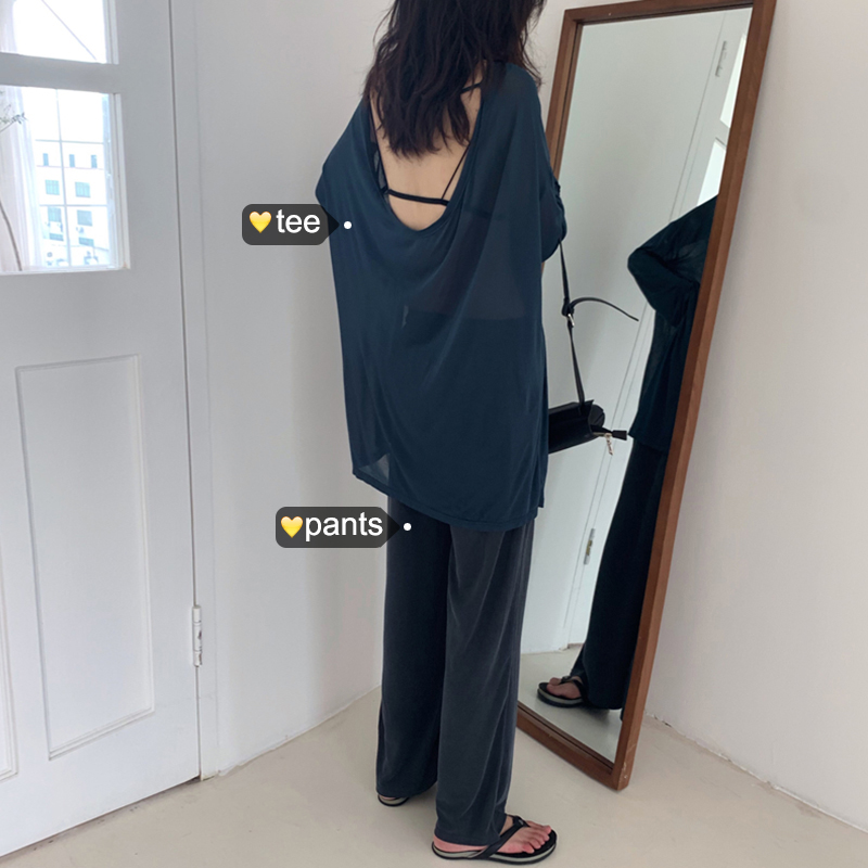 ゆったり  着回し力抜群  Tシャツ  カジュアル  セットアップ  ガウチョパンツ  +  スリット  韓国風