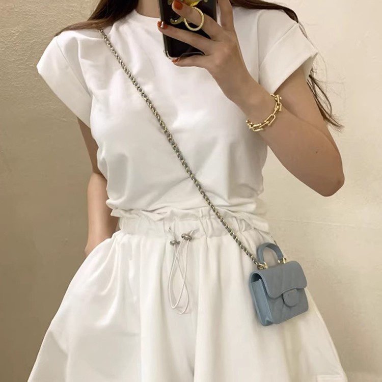 バックリボンTシャツ＋ウエストドローストリングショートパンツ セットアップ
