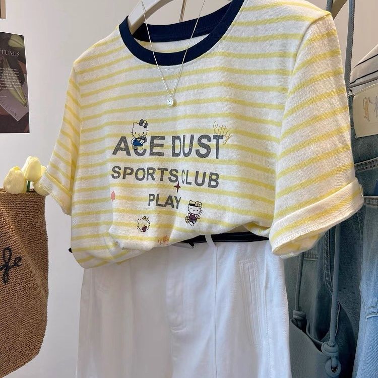 キャラクター柄テンセル半袖Tシャツ・ソフト素材トップス