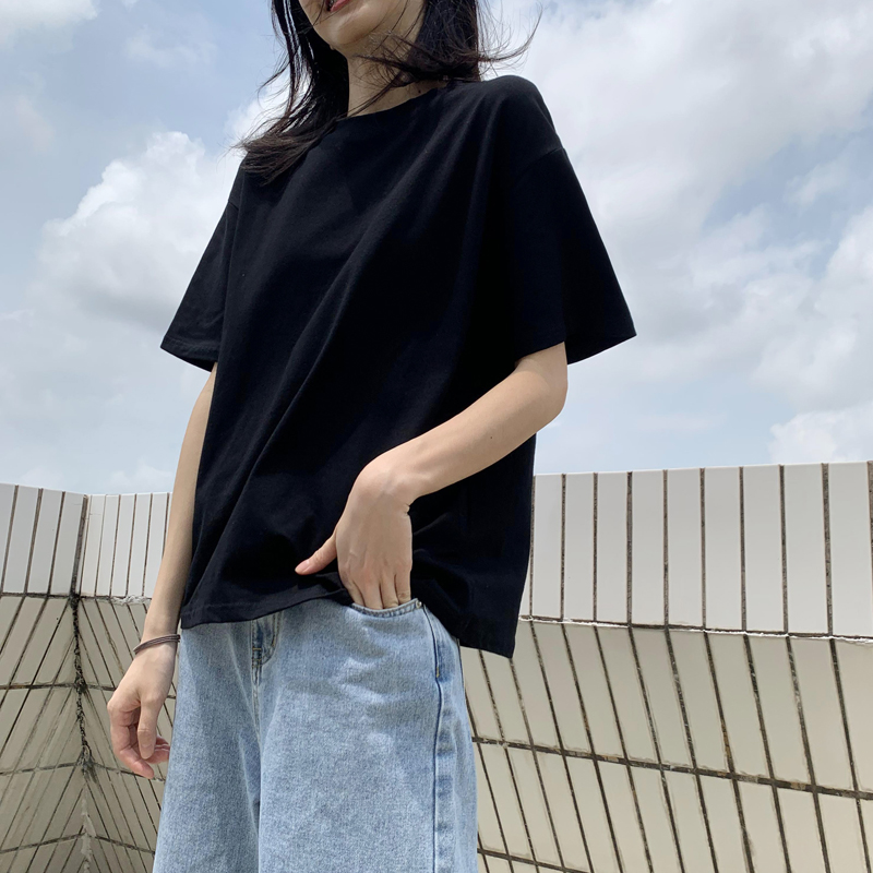 無地 コットン素材 オーバーサイズ 半袖Tシャツ