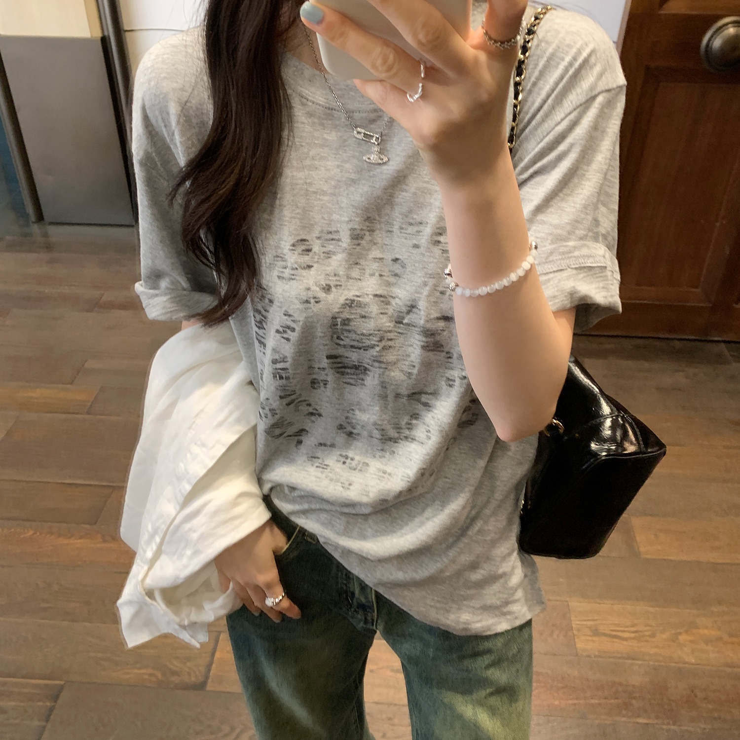 ヴィンテージ風 ロゴプリント 半袖Tシャツ