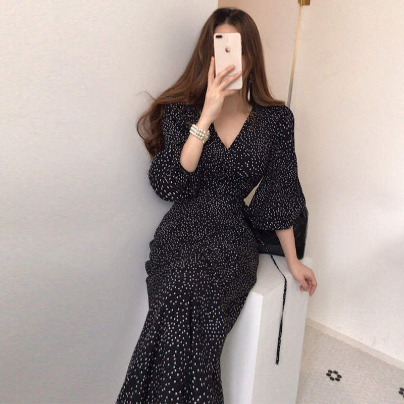 レディース ロング ワンピース ウエストリボン デザイン 修身 気質 ワンピース