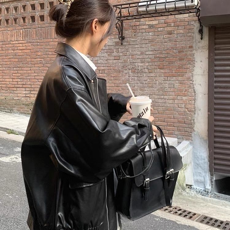 襟付き 長袖 オーバーサイズ ポケットディテール ジャケット