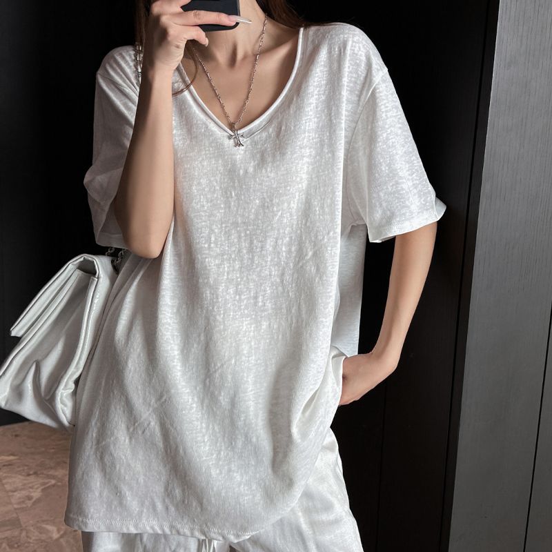 ルーズ Vネック 半袖Tシャツ