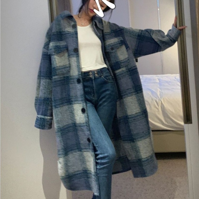 チェック柄 ロングシャツコート "home-products"