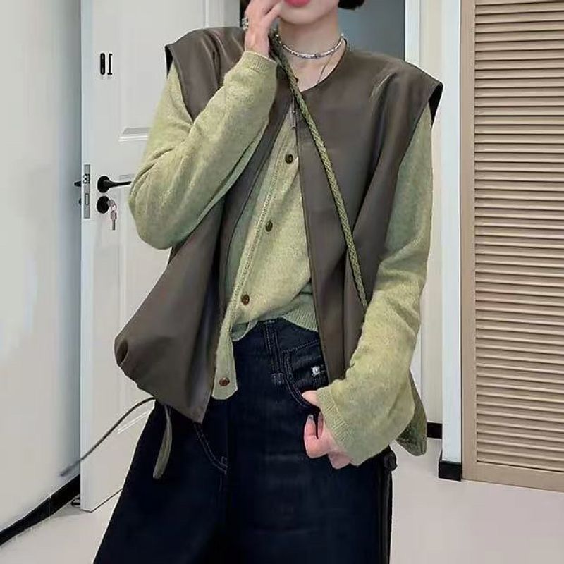 니트탑+조끼