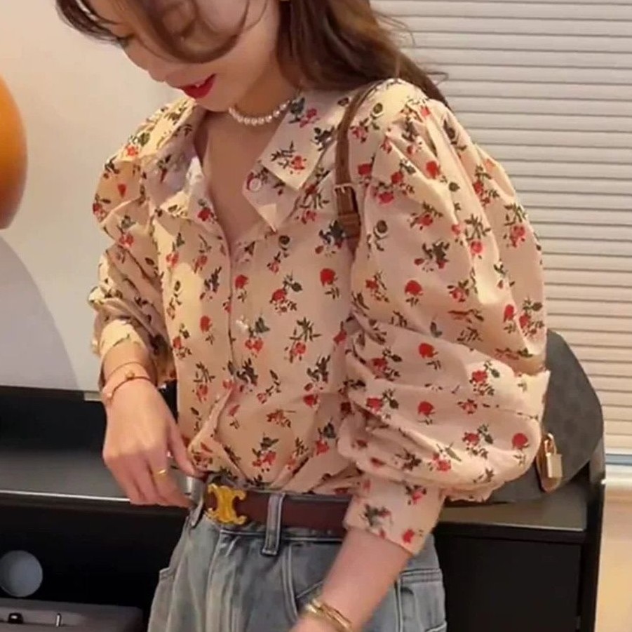 小花柄 デイリーシャツ