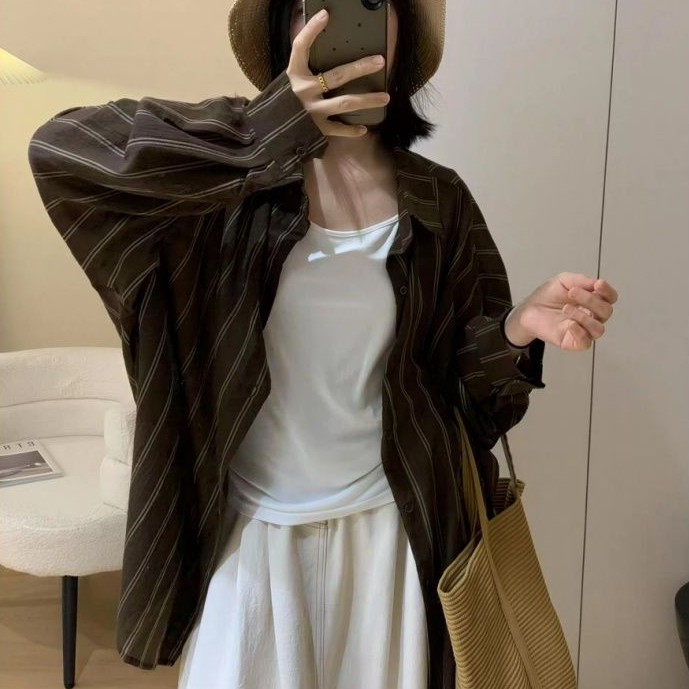 縦ストライプ オーバーサイズシャツ