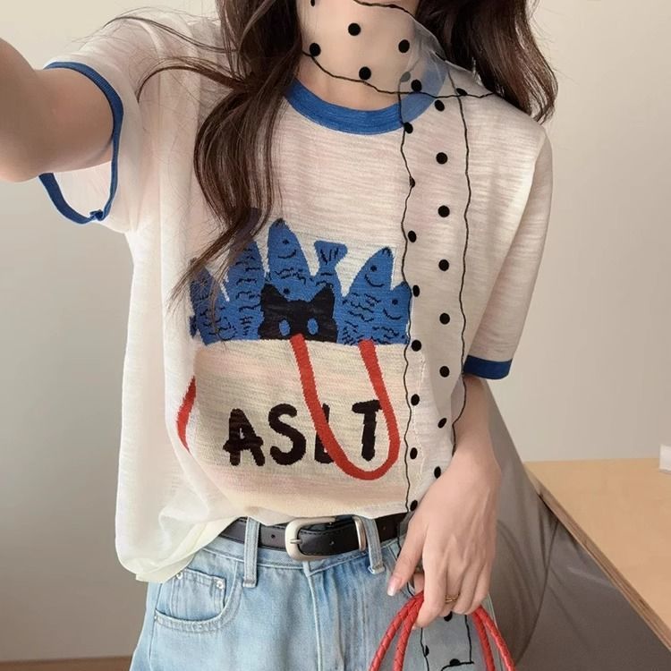 ルーズシルエット キャラクタープリント半袖 T シャツ