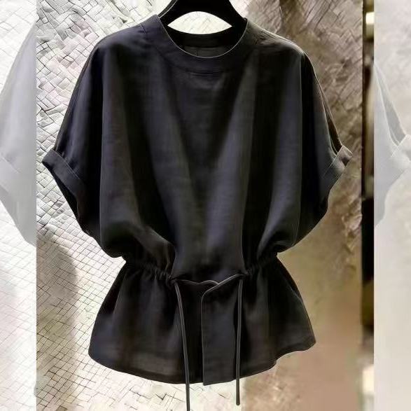 シンプル ストラップ 半袖ブラウス