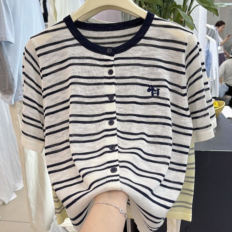 ボーダー半袖ニット