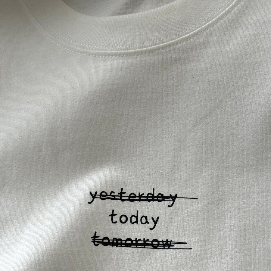 ラウンドネックルーズレタリングカップル T シャツ