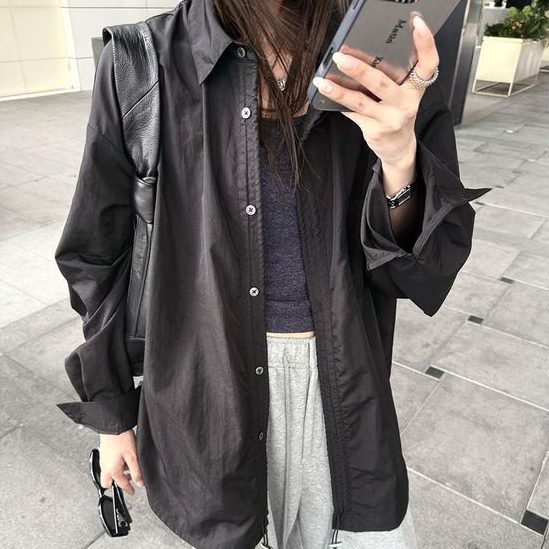 ラフな空気感 ドロップショルダー ワックスドシャツ