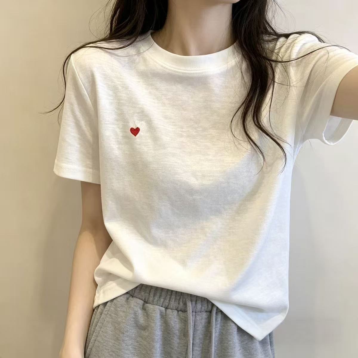 ミニハート刺繍 半袖Tシャツ