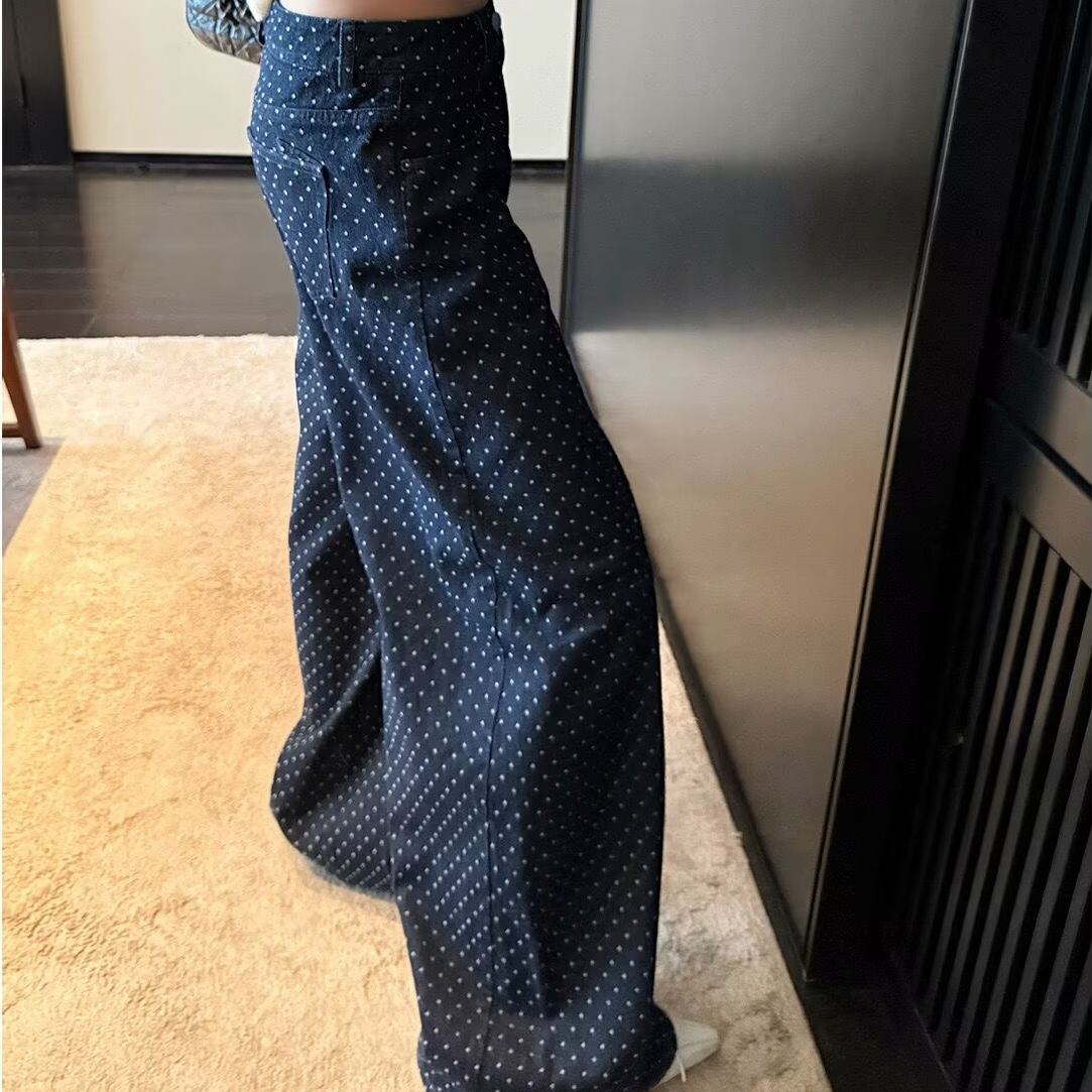 ハイウエストドットワイドパンツ