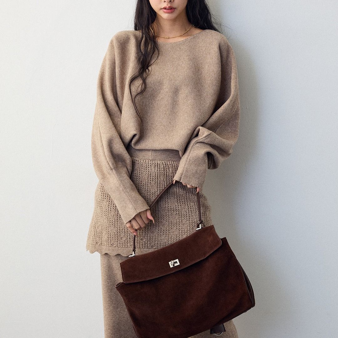 丸首ゆったり長袖トップスパンツセット "home-products"