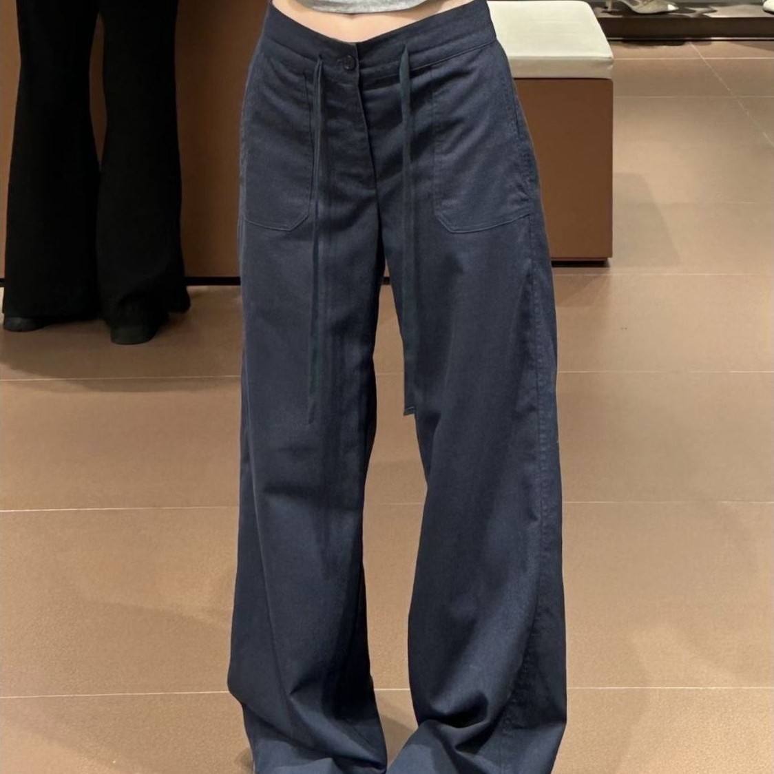 ドローコードデザインワイドロングパンツ
