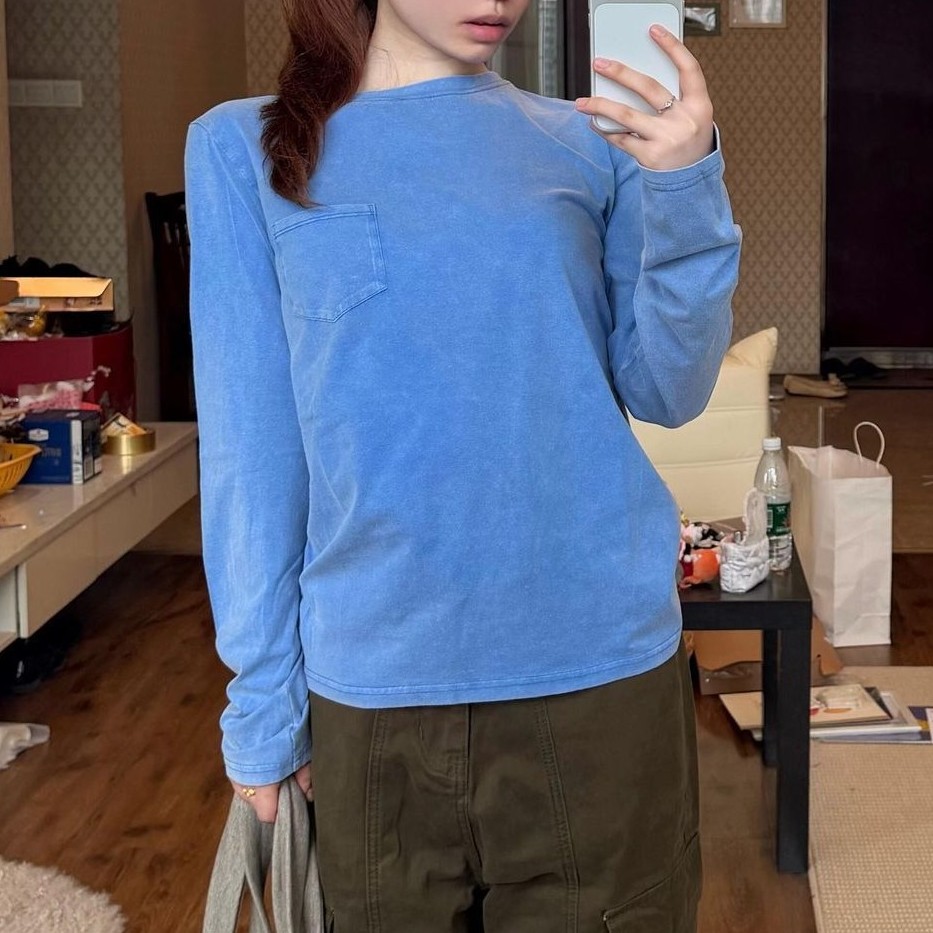 ラウンドネックレギュラースリーブポケットディテール T シャツ "home-products"