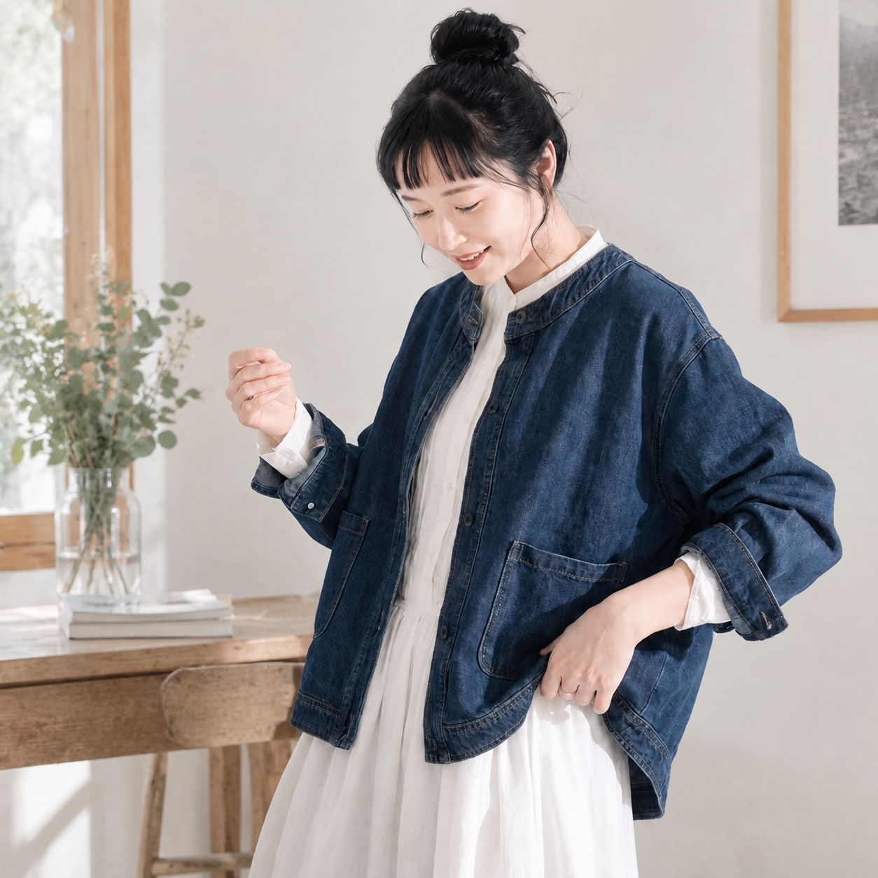「深みのある藍を纏う」ショート丈の羽織り "home-products"