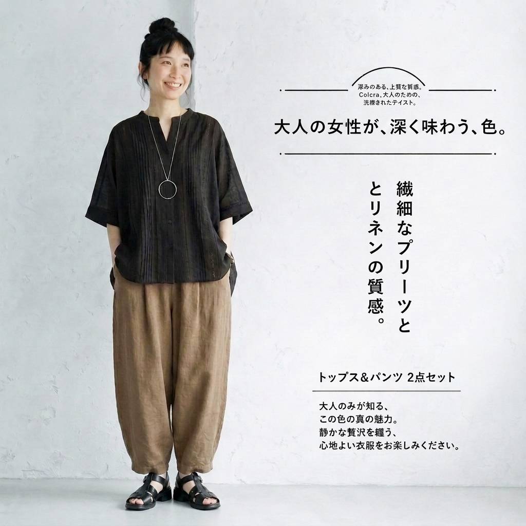 【2点セット】繊細リネンのコクーンパンツセット