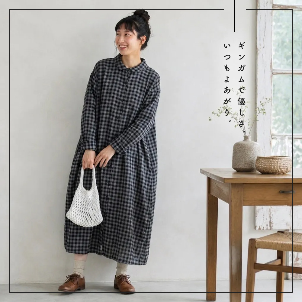 前ボタン全開で着こなしの幅が広がる、シャツワンピース