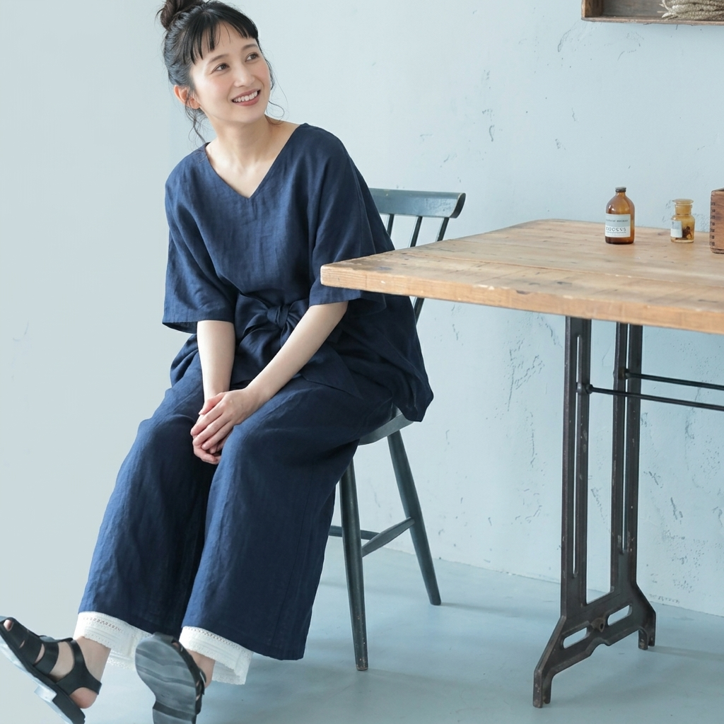 ネイビー/Tシャツ＋ネイビー/パンツ/2点セット